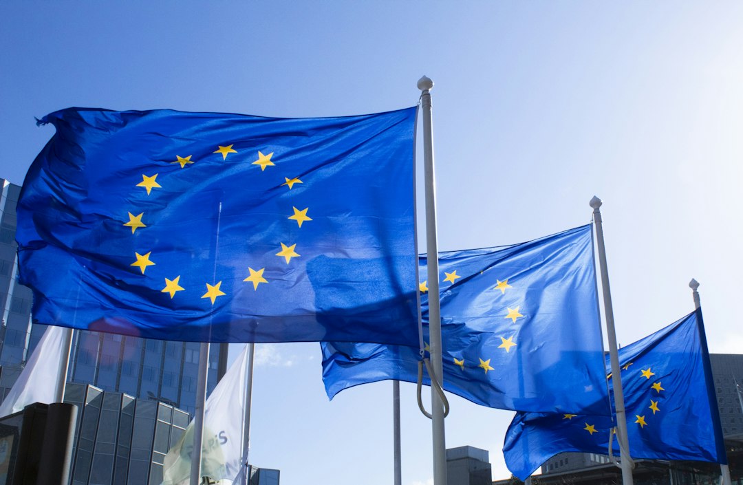 European flags at La Défense in Paris