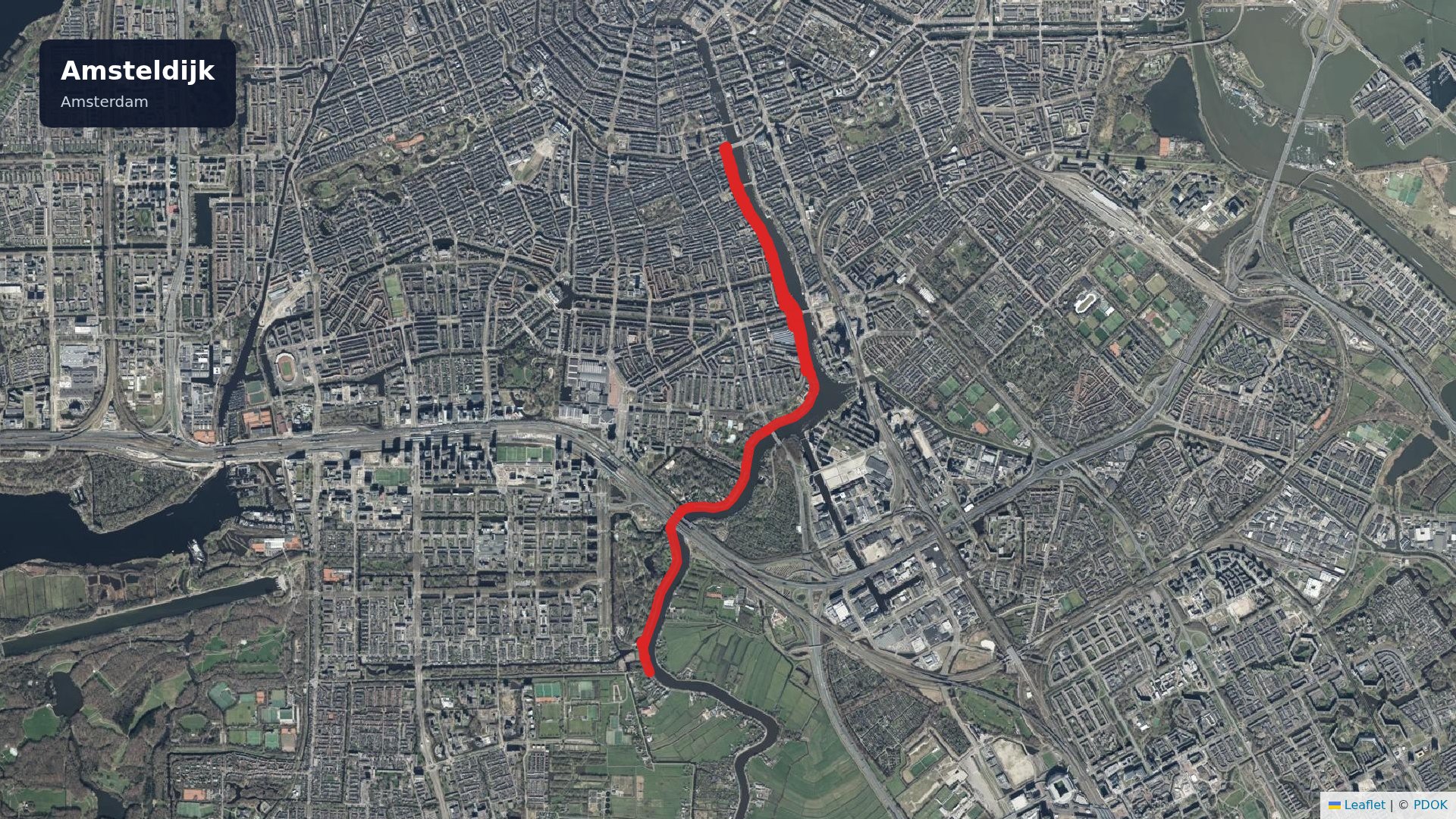 Kaart van Amsteldijk in Amsterdam, locatie van ongeval met letsel op 24 oktober 2026